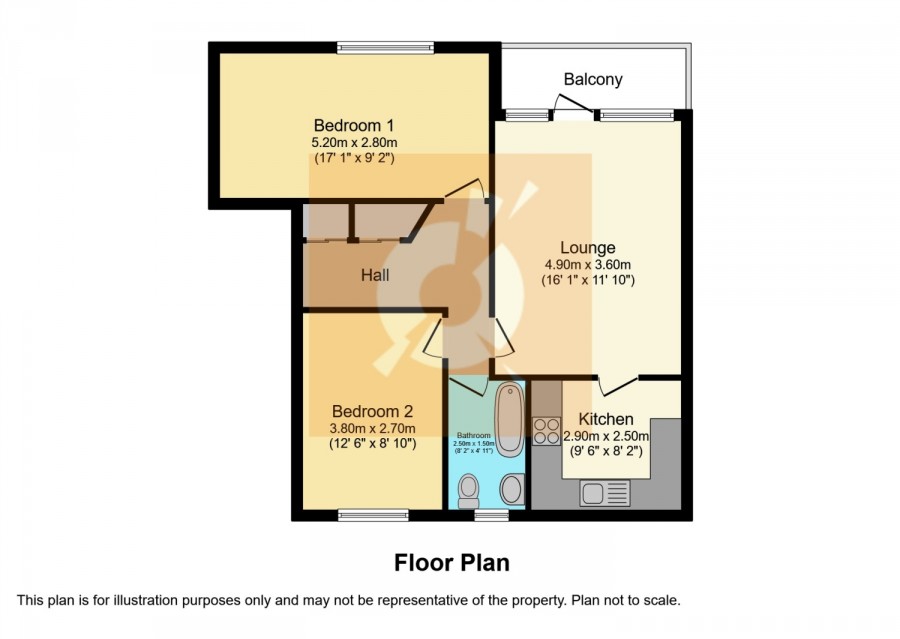 floorplan for 2/2, 4 Tower Terrace, Paisley