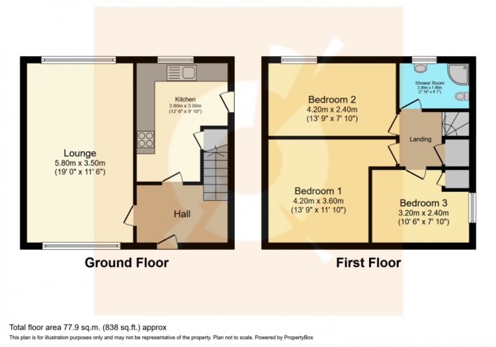 Floorplan for 32 Blackthorn Avenue, Beith, Ayrshire, KA15 2AR, UK