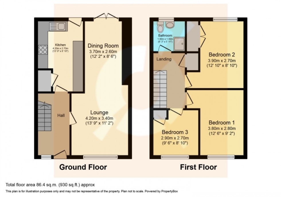 Floorplan for 32 Gladstone Avenue, Johnstone, Renfrewshire, PA5 0RD, UK