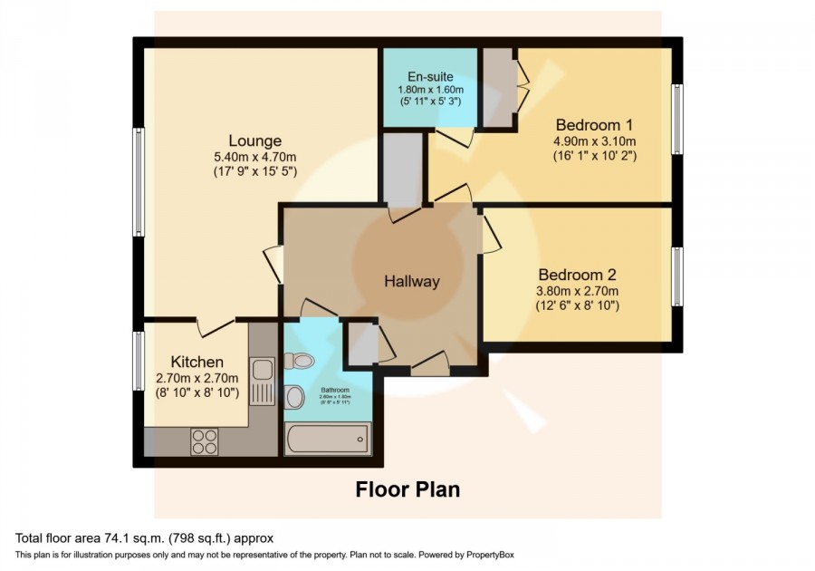 floorplan for 4 (Flat 3/2) Abbey Place, Paisley