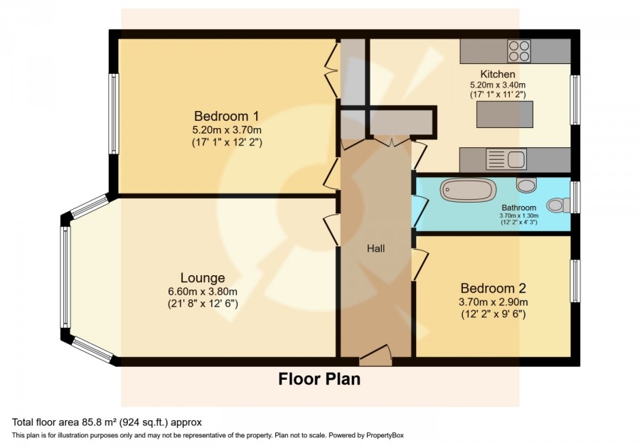 floorplan for 33 (Flat 2/2), Espedair Street, Paisley