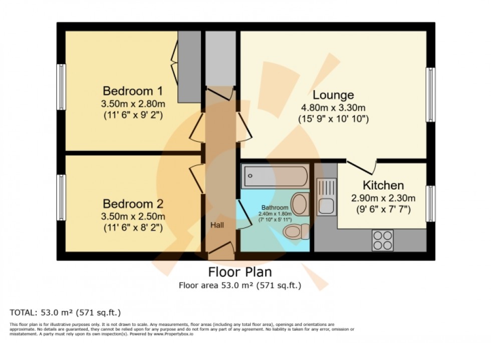 Floorplan for Flat B 5 West End, Dalry, Ayrshire, KA24 5DU, UK