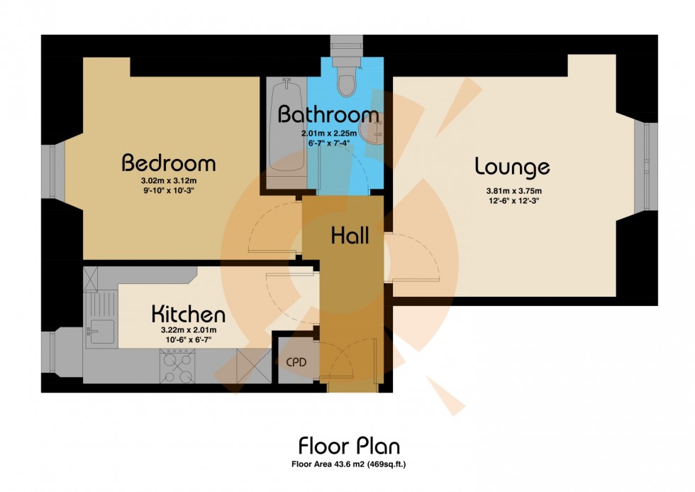 Floorplan for Flat 2/2 8 Knoxville Road, Kilbirnie