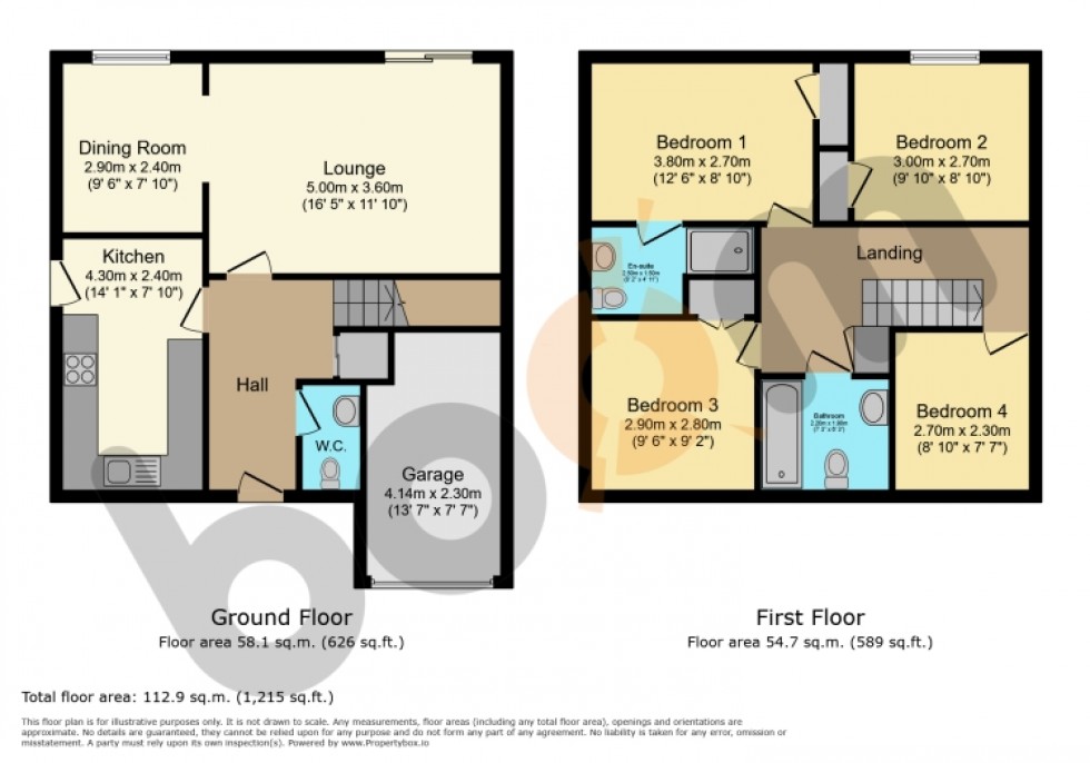 Floorplan for 46 Linister Crescent, Howwood, Johnstone, Renfrewshire, PA9 1DS, UK