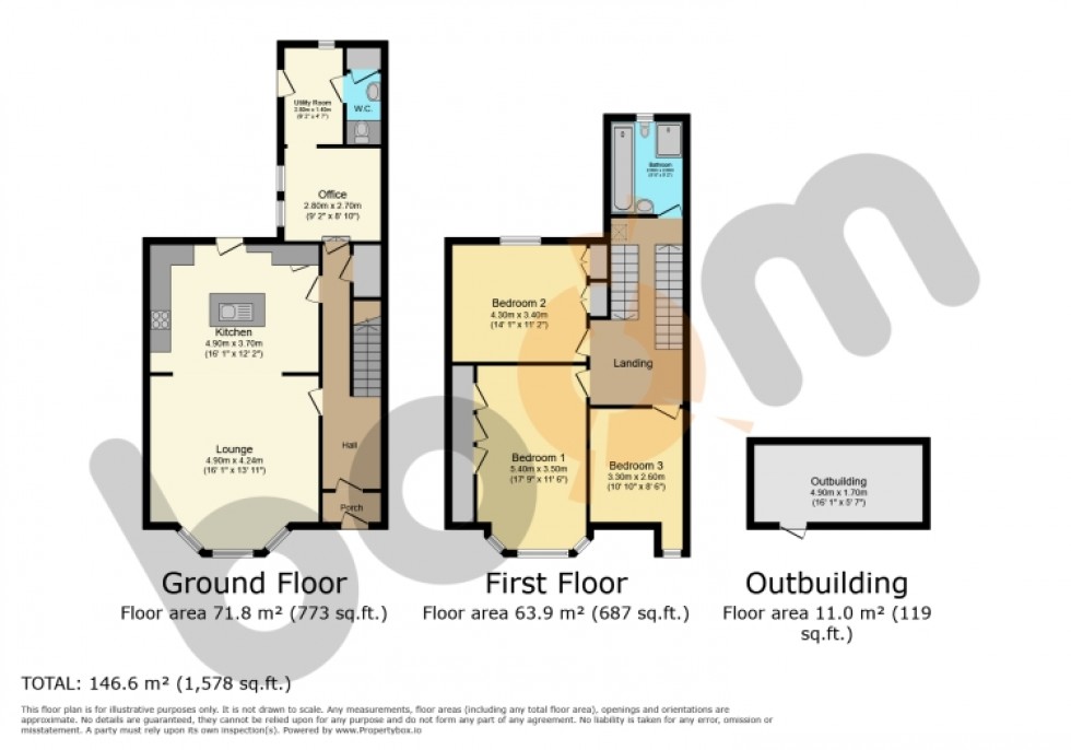 Floorplan for 36 Woodwynd, Kilwinning, Ayrshire, KA13 7AB, UK