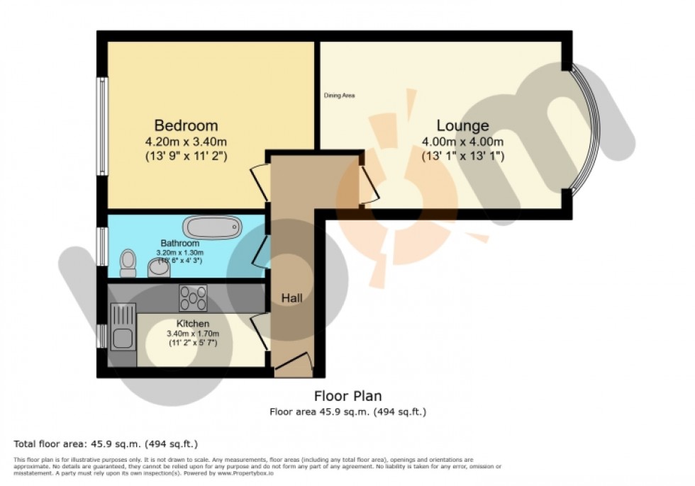 Floorplan for Flat 2/1 37 Whitehaugh Drive, Paisley, Renfrewshire, PA1 3PG, UK