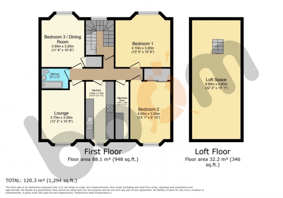 Floorplan for Flat 1/1 4 Viewpark, Beith, Ayrshire, KA15 2BT, UK