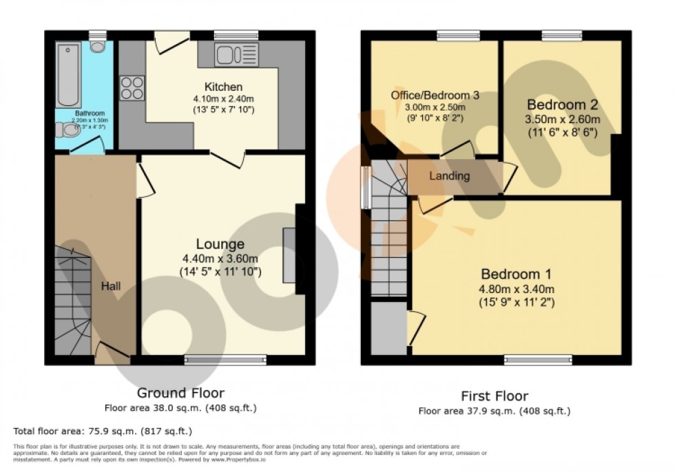 Floorplan for 25 Longbar Avenue, Glengarnock, Beith, Ayrshire, KA14 3BW, UK