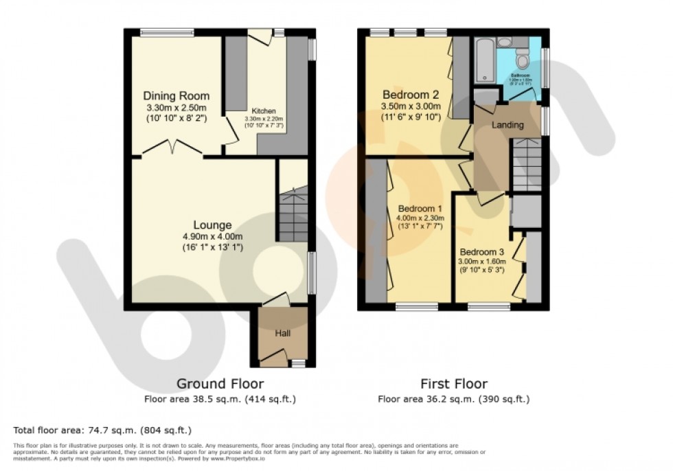 Floorplan for 52 Herriot Avenue, Kilbirnie, Ayrshire, KA25 7JB, UK