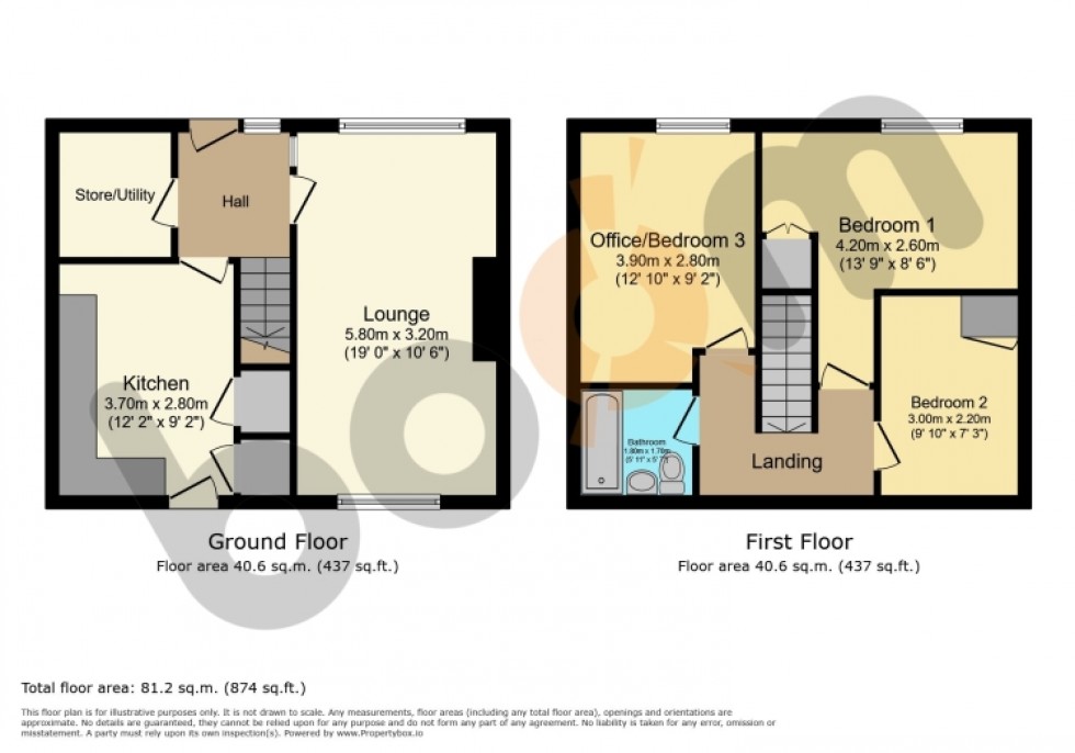 Floorplan for 59 Quarry Knowe, Auchinleck, Cumnock, Ayrshire, KA18 2DH, UK