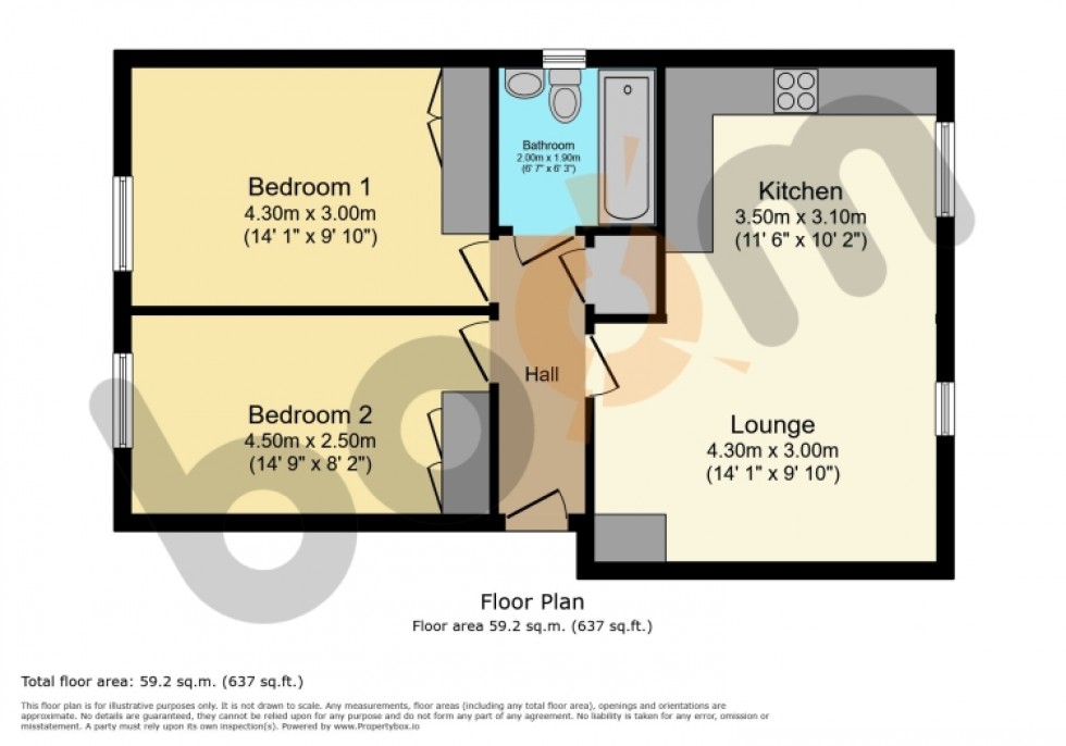 Floorplan for Flat 0/3 30 Fingal Road, Renfrew, Renfrewshire, PA4 8BW, UK