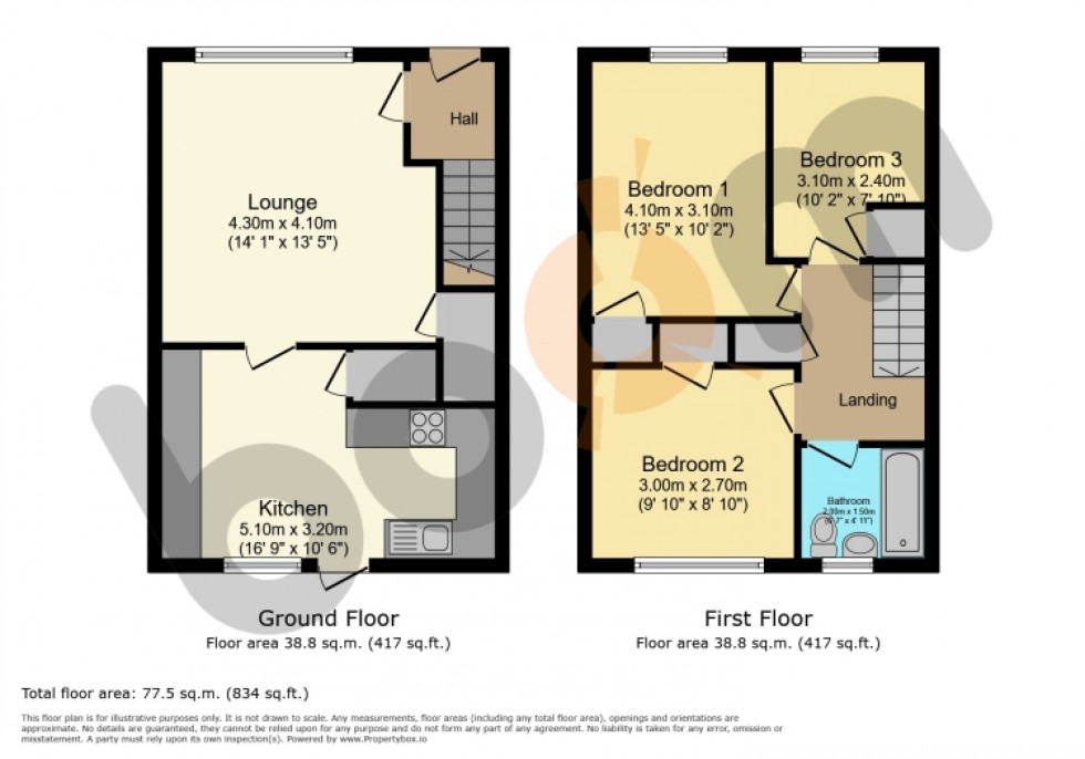 Floorplan for 6 St. Andrews Place, Beith, Ayrshire, KA15 1JE, UK
