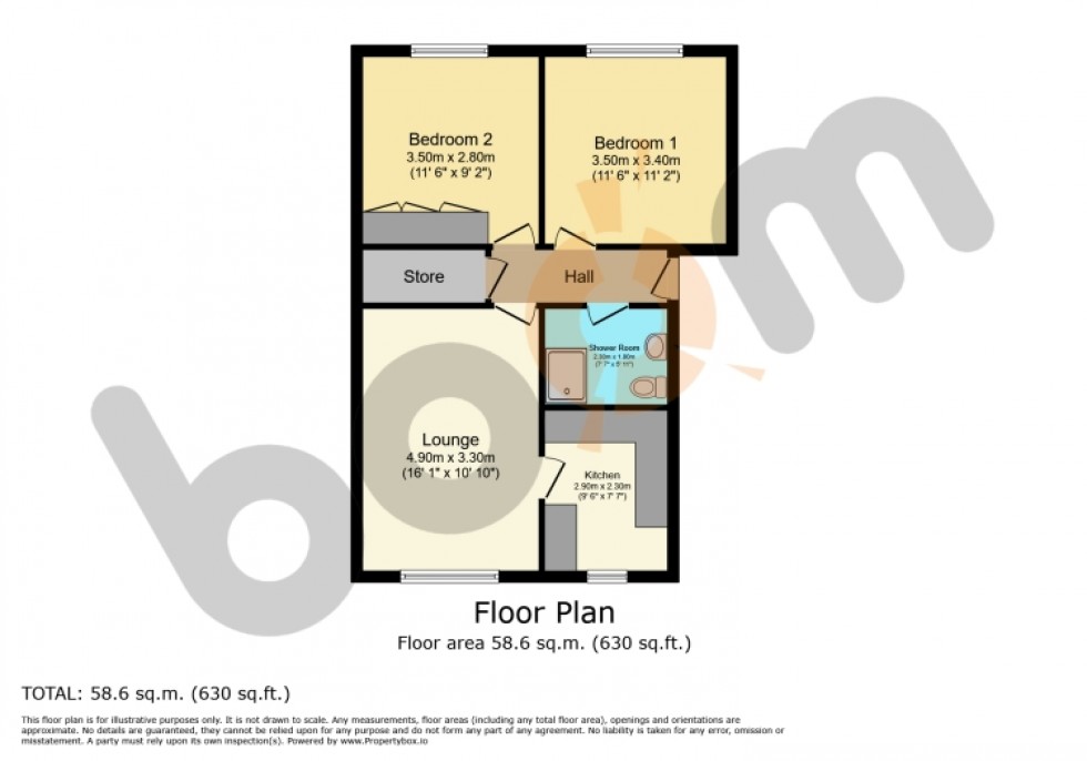 Floorplan for Flat C 5 West End, Dalry, Ayrshire, KA24 5DU, UK