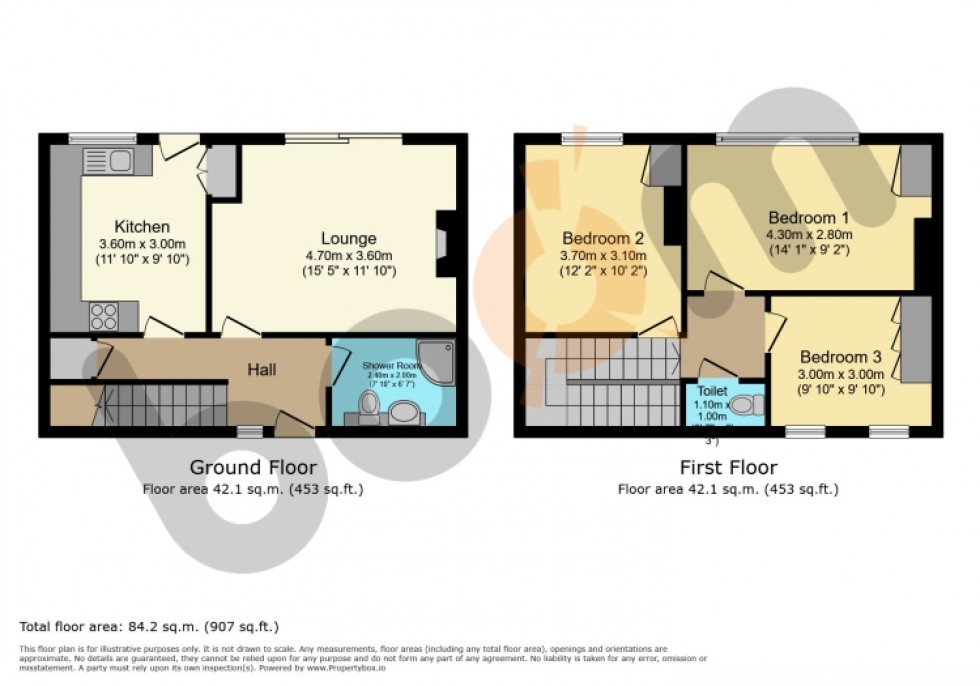 Floorplan for 32 Barscube Terrace, Paisley, Renfrewshire, PA2 6XG, UK
