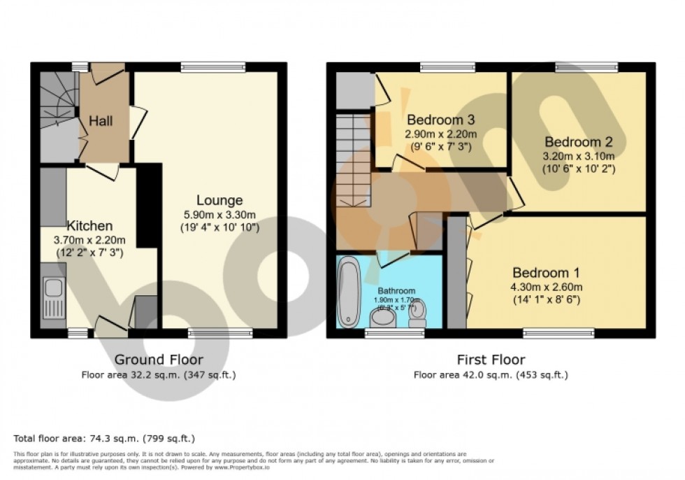 Floorplan for 14 Blackthorn Avenue, Beith, Ayrshire, KA15 2AR, UK