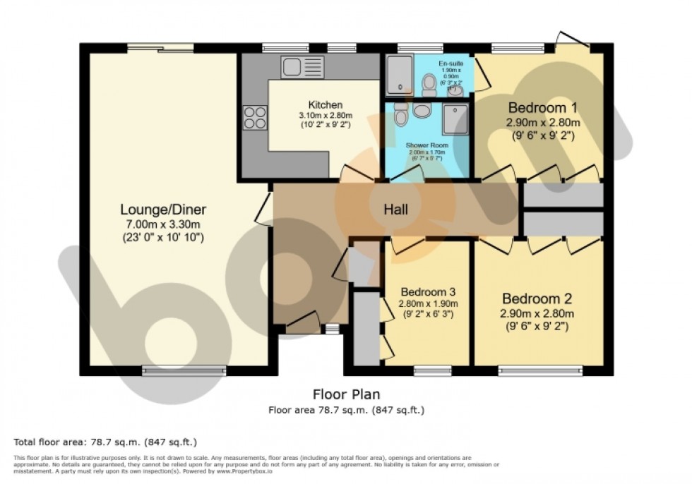 Floorplan for 98 Logan Drive, Troon, Ayrshire, KA10 6XB, UK