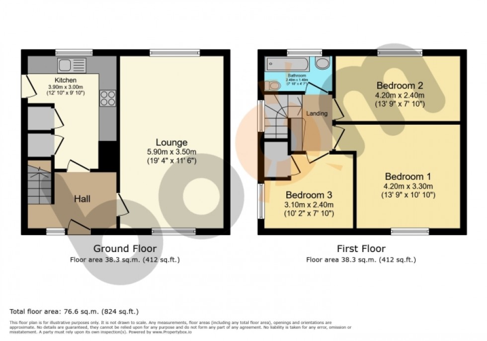 Floorplan for 42 Blackthorn Avenue, Beith, Ayrshire, KA15 2AR, UK