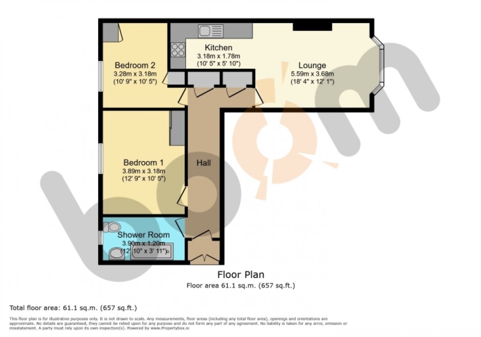 Floorplan for Flat 2/1 121 Kilmarnock Road, Glasgow, G41 3YT, UK