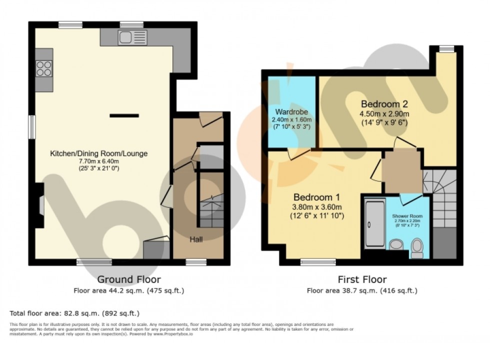 Floorplan for Flat 1/1 9 Mill Road, Kilbirnie, Ayrshire, KA25 7DZ, UK