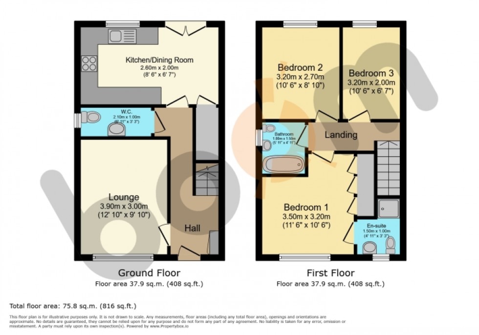 Floorplan for 8 Longbow Place, Kilwinning, Ayrshire, KA13 7ES, UK