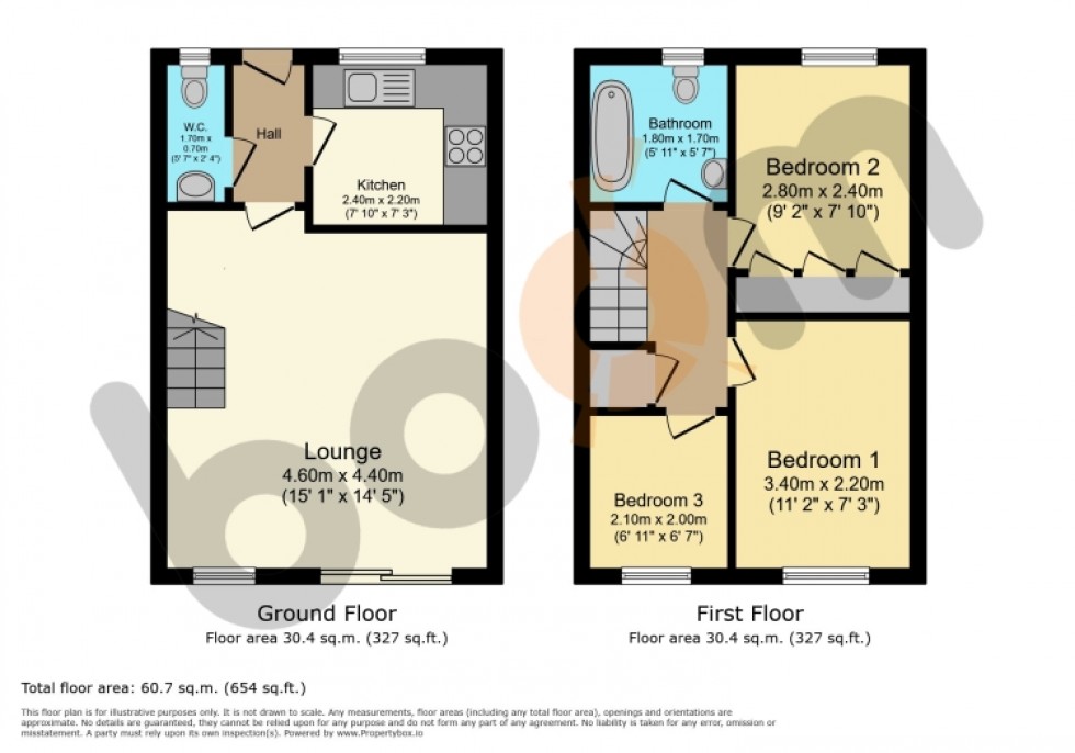 Floorplan for 24 Linister Crescent, Howwood, Johnstone, Renfrewshire, PA9 1DS, UK