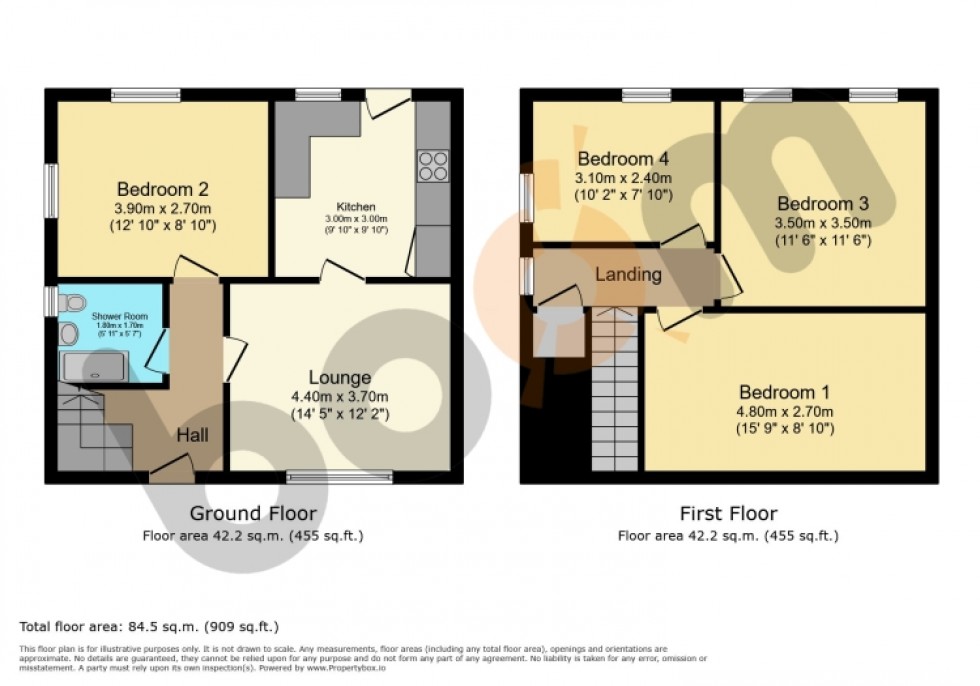 Floorplan for 1 Beech Avenue, Elderslie, Johnstone, Renfrewshire, PA5 9LF, UK