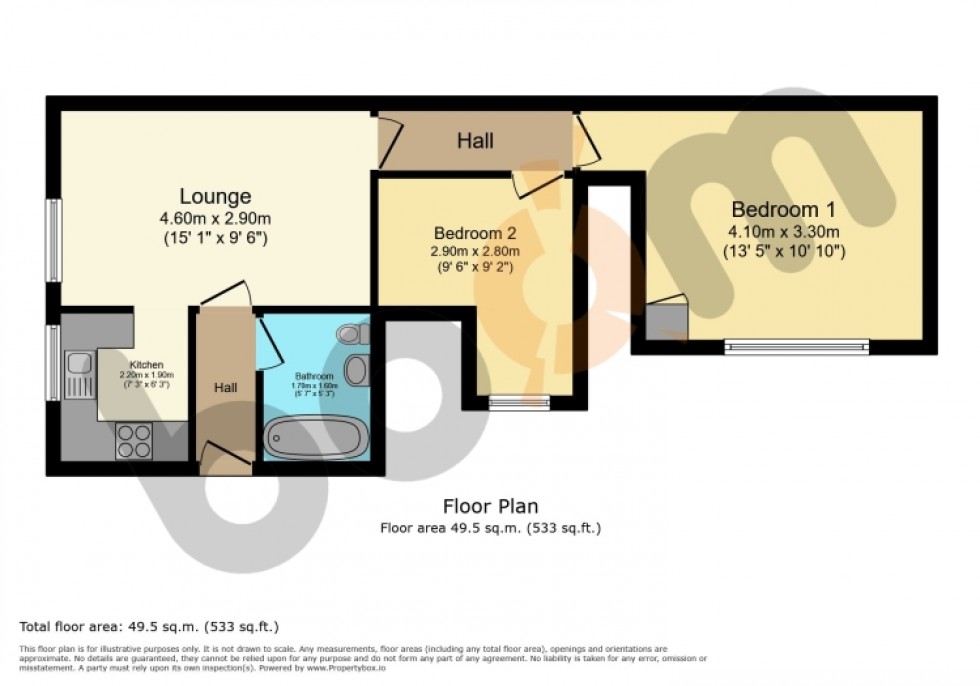 Floorplan for Flat 0/1, 1 Mayfield North Street, Houston, Johnstone, Renfrewshire, PA6 7HF, UK