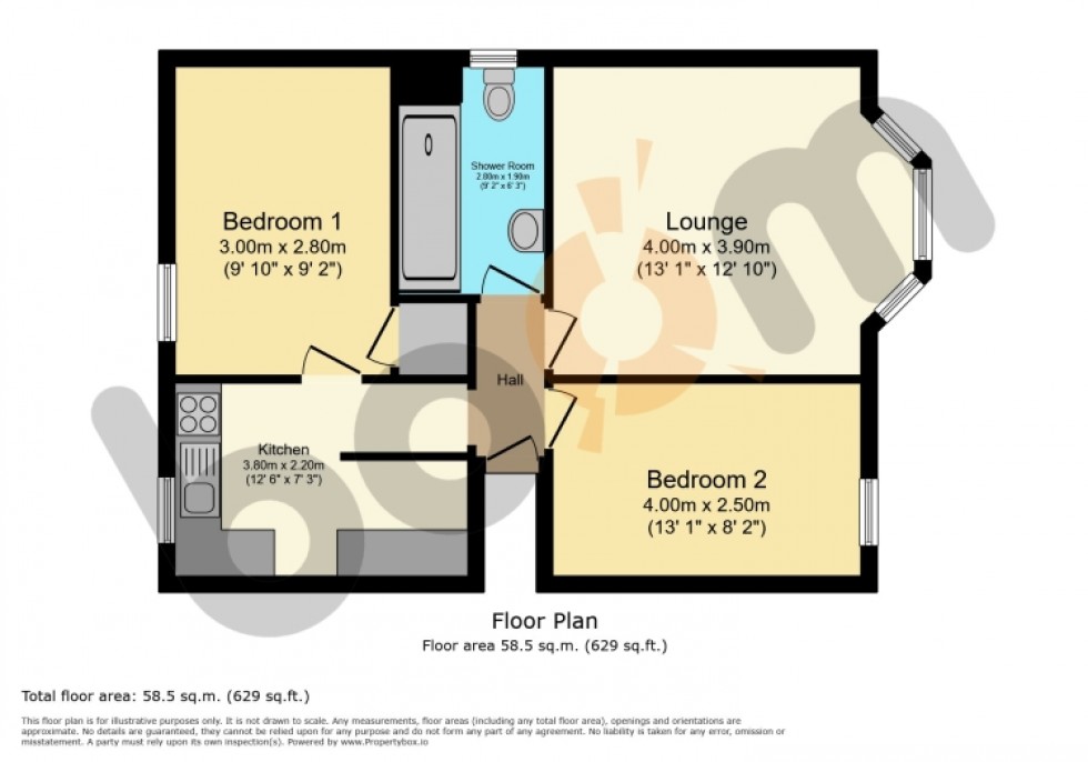 Floorplan for Flat 0/2 36 Holmhead, Kilbirnie, Ayrshire, KA25 6BS, UK