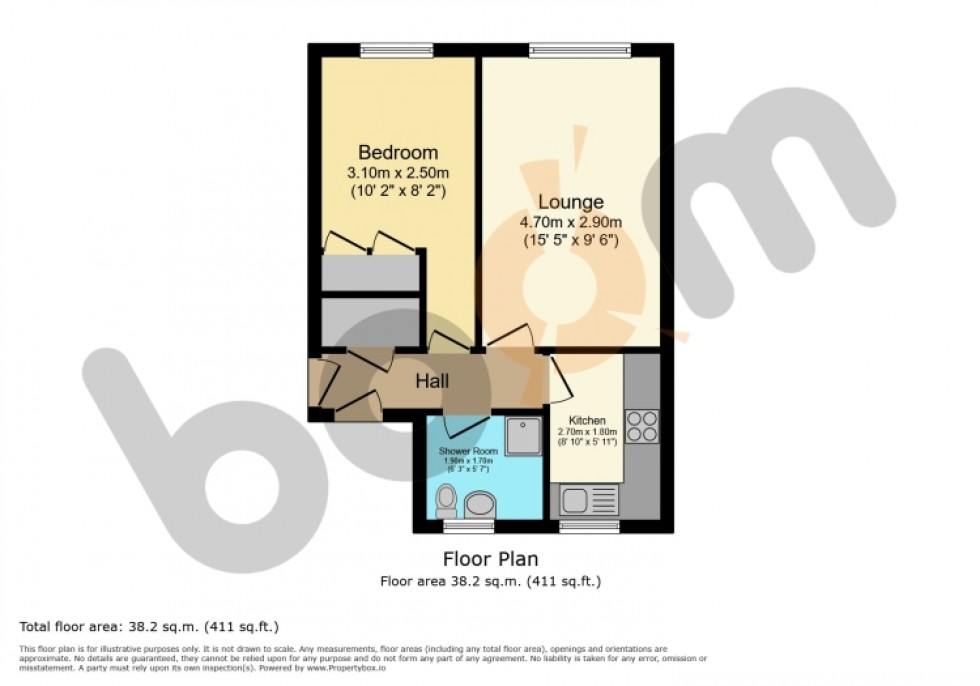 Floorplan for 423 Castle Gait, Paisley, Renfrewshire, PA1 2HE, UK