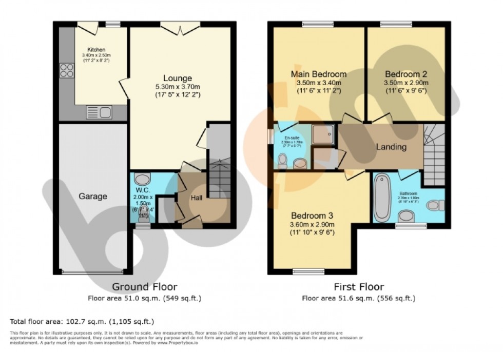 Floorplan for 39 Longbow Place, Kilwinning, Ayrshire, KA13 7ES, UK