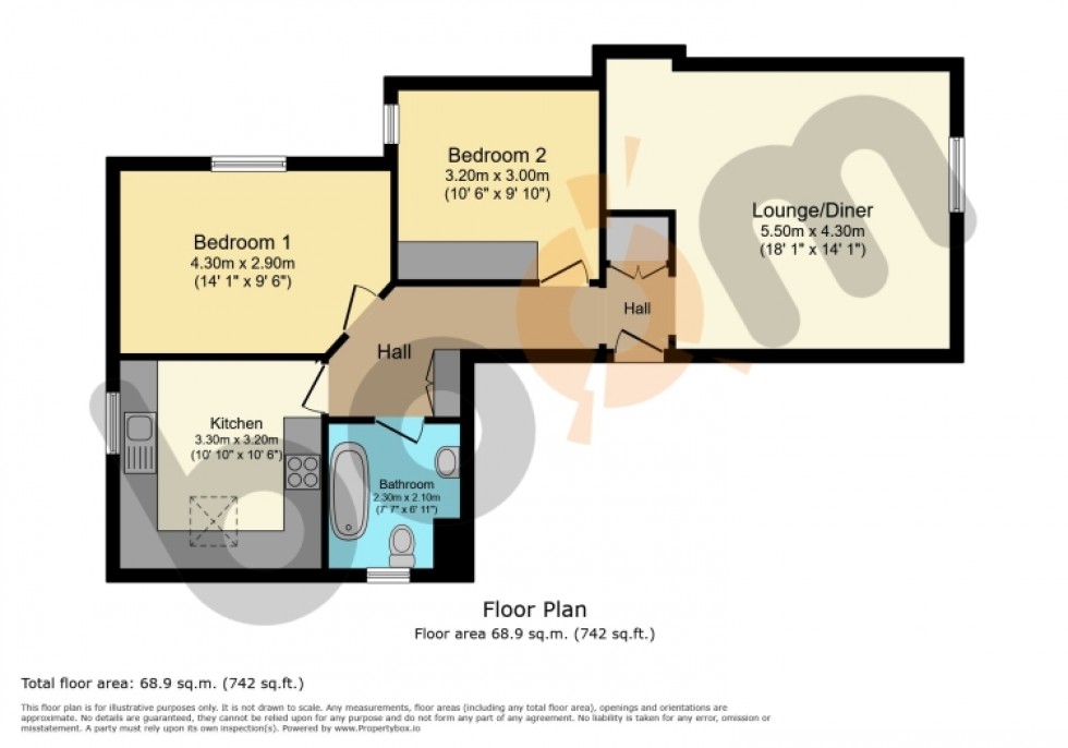 Floorplan for Flat 3 6 Castle Terrace, Bridge of Weir, Renfrewshire, PA11 3EF, UK