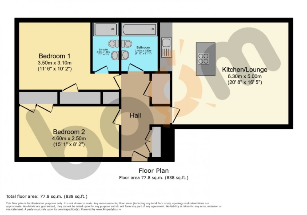 Floorplan for Flat 3/1 4 Mulberry Square, Renfrew, Renfrewshire, PA4 8AR, UK