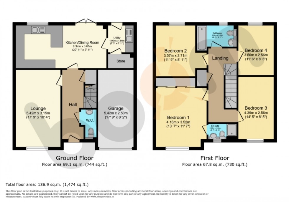 Floorplan for 66 Colville Crescent, Beith, Ayrshire, KA14 3BG, UK