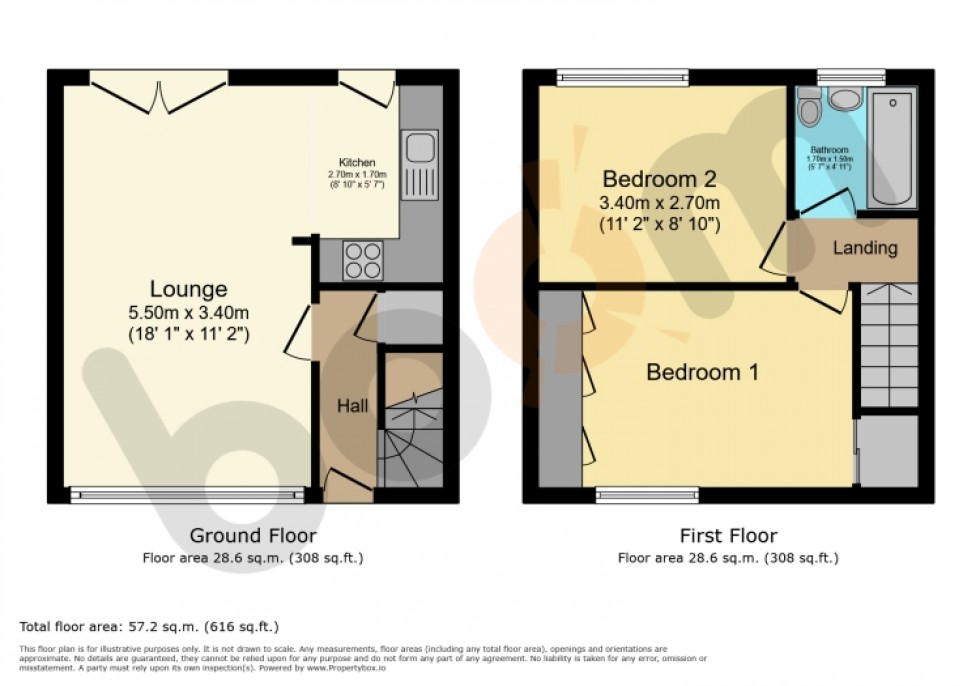 Floorplan for 63 Colonsay Road, Paisley, Renfrewshire, PA2 8HJ, UK