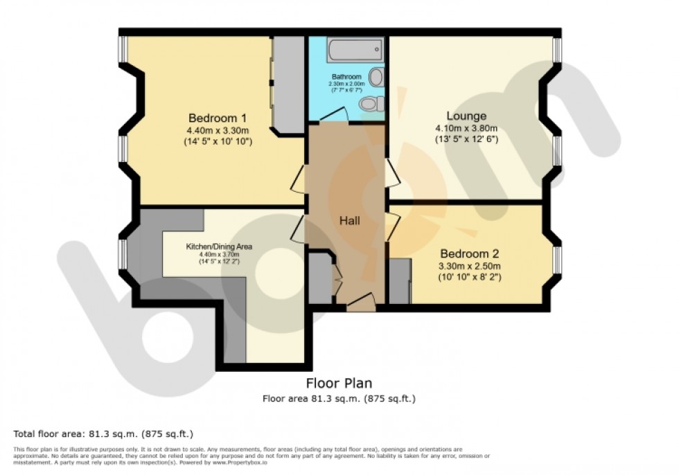 Floorplan for Flat 1 10 George Street, Paisley, Renfrewshire, PA1 2JB, UK