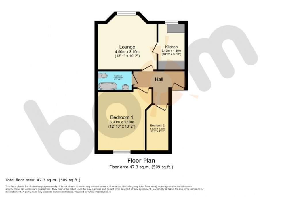 Floorplan for Flat 1/1 42 Knoxville Road, Kilbirnie, Ayrshire, KA25 7ED, UK