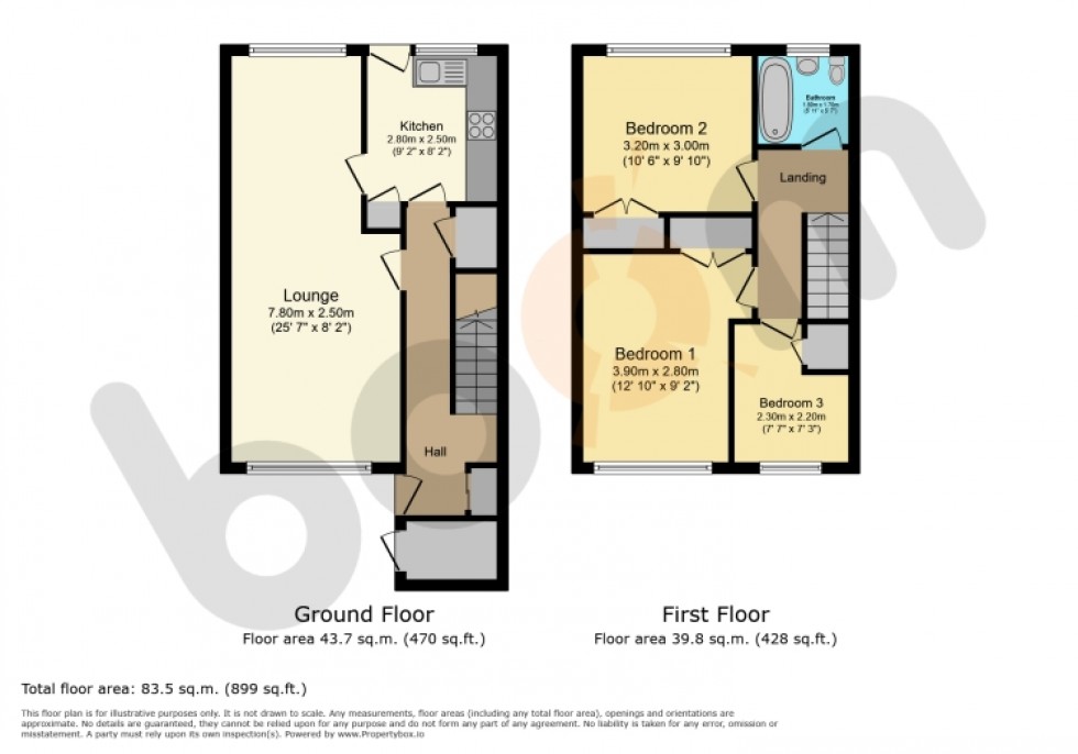 Floorplan for 29 Treesbank, Kilwinning, Ayrshire, KA13 6LY, UK