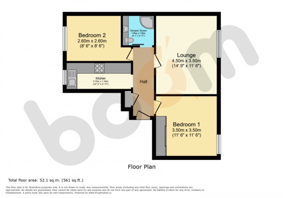 Floorplan for Flat 1/1 35 Church Street, Lochwinnoch, Renfrewshire, PA12 4AE, UK