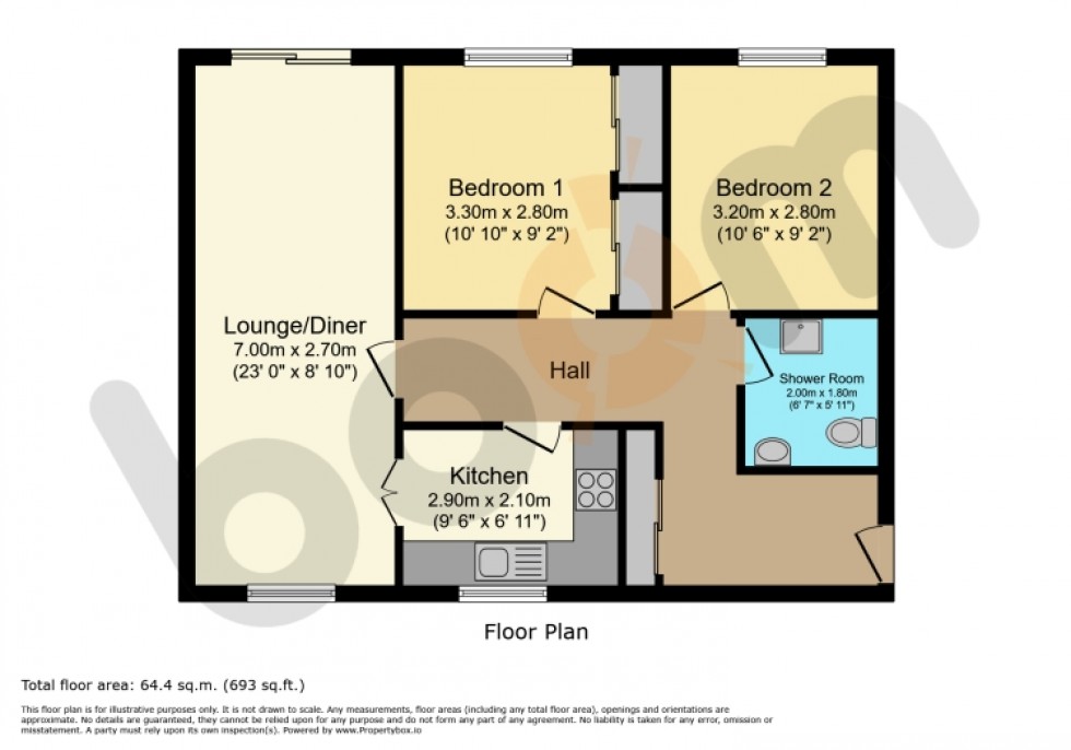 Floorplan for 36/2 Greenlaw Drive, Paisley, Renfrewshire, PA1 3RU, UK