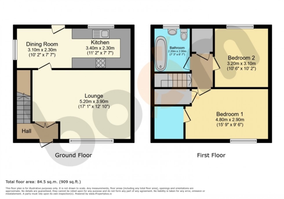 Floorplan for 6 Carswell Court, Dalry, Ayrshire, KA24 4AJ, UK