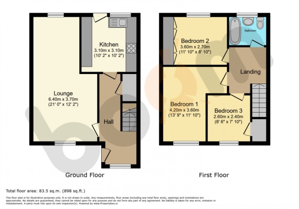 Floorplan for 54 Ladeside Court, Kilbirnie, Ayrshire, KA25 6HF, UK
