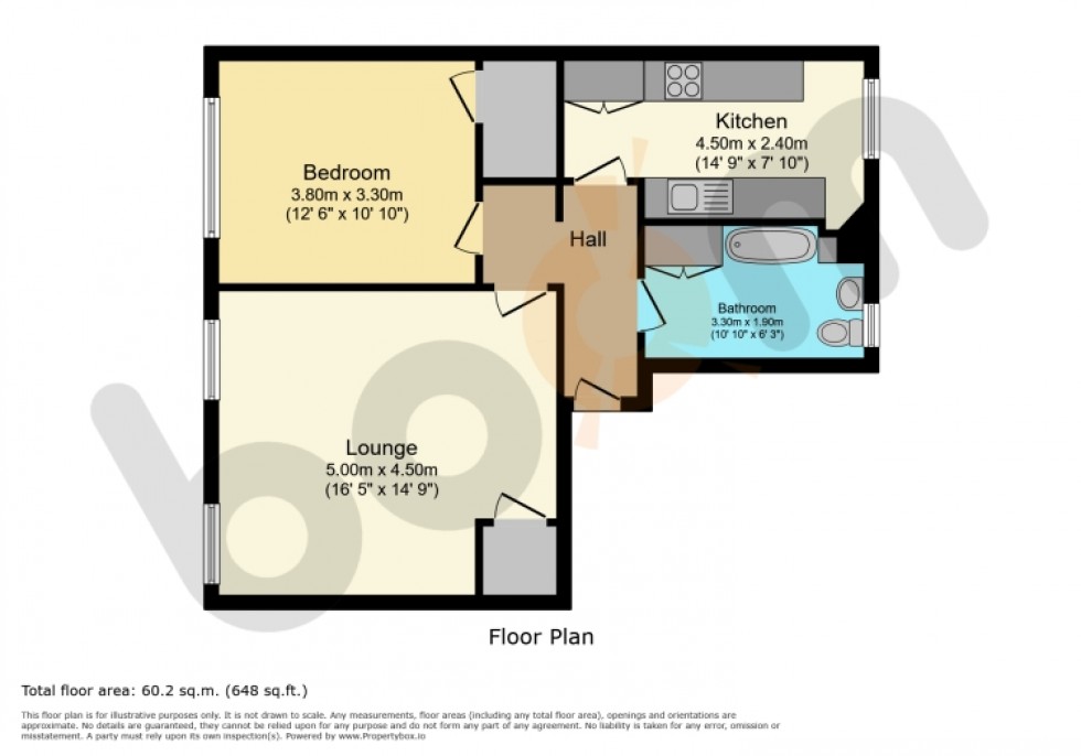 Floorplan for Flat 2/1 10 Janefield Place, Beith, Ayrshire, KA15 2BS, UK